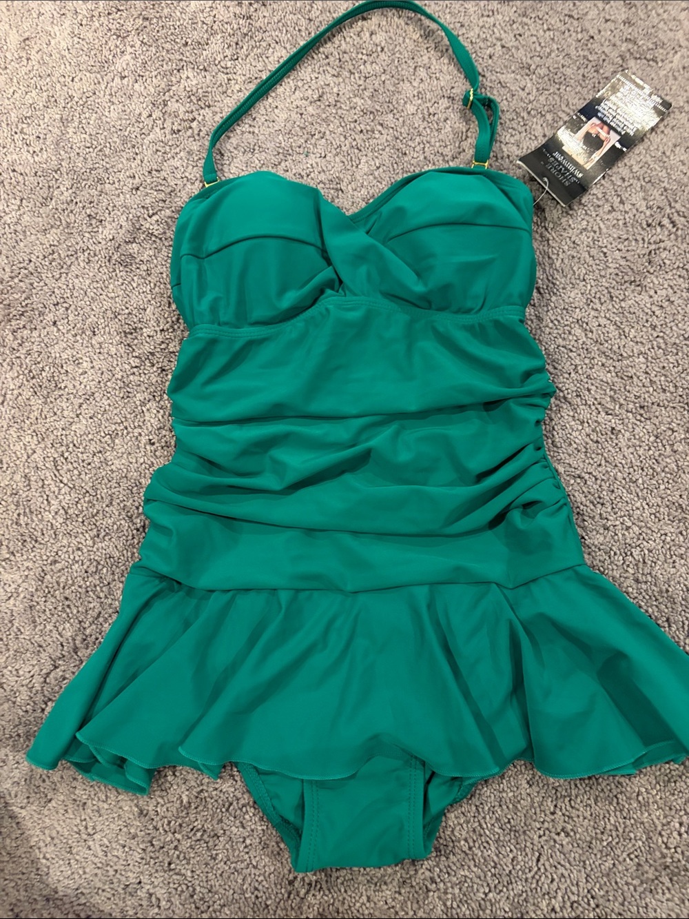 Green Swim One-Piece with Skirt